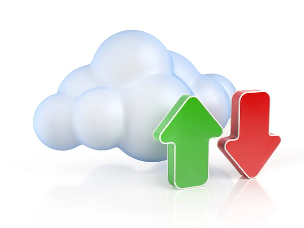 Cloud computing subir descargar concepto 3d — Foto de Stock