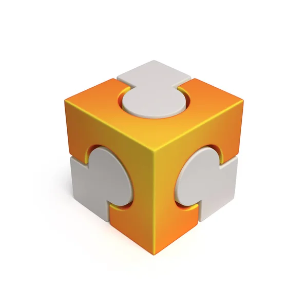 Кубічна іконка головоломки 3d рендеринга — стокове фото
