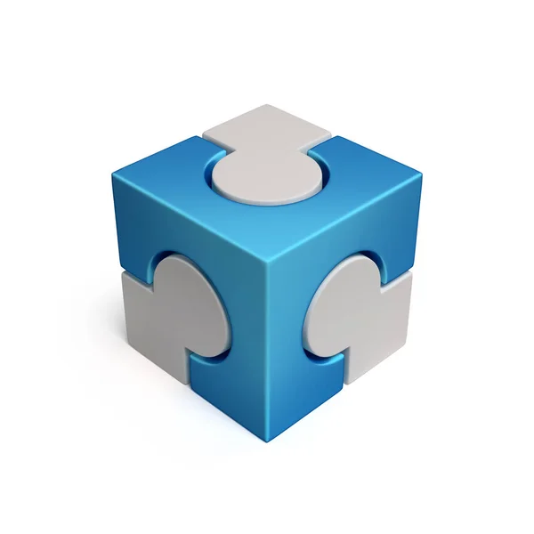 Jigsaw cúbico ícone 3d renderização — Fotografia de Stock