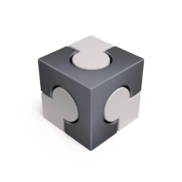 Icona cubica del puzzle rendering 3d — Foto Stock