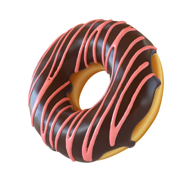 Donut de chocolate ou donut 3d renderização — Fotografia de Stock