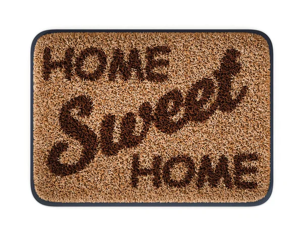 Hogar dulce hogar felpudo 3d renderizado — Foto de Stock
