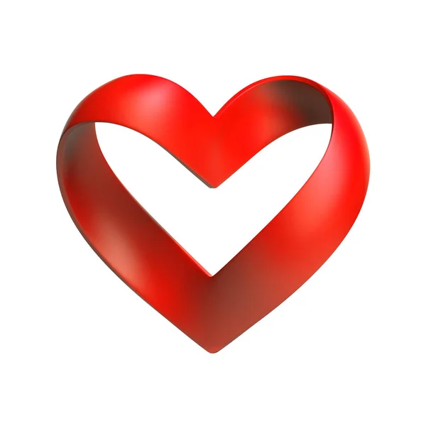 Ilustracja 3d serca kształt wstążki — Zdjęcie stockowe