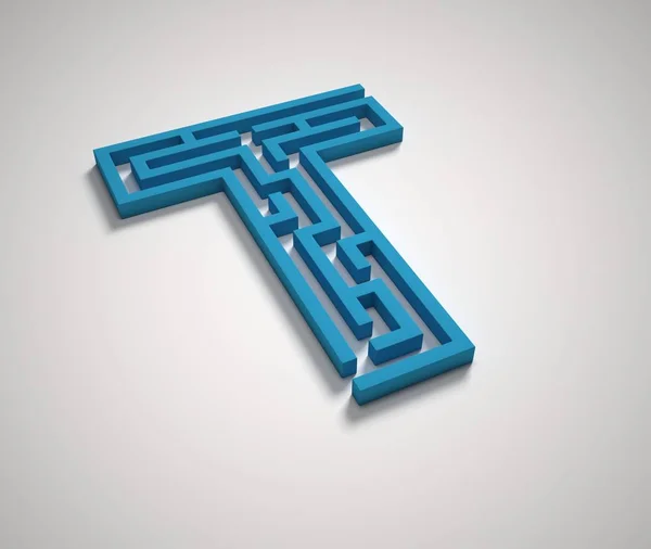 Lettera T del carattere Maze — Foto Stock