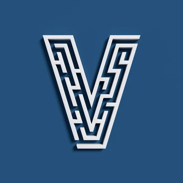 Labirynt czcionki litery V — Zdjęcie stockowe
