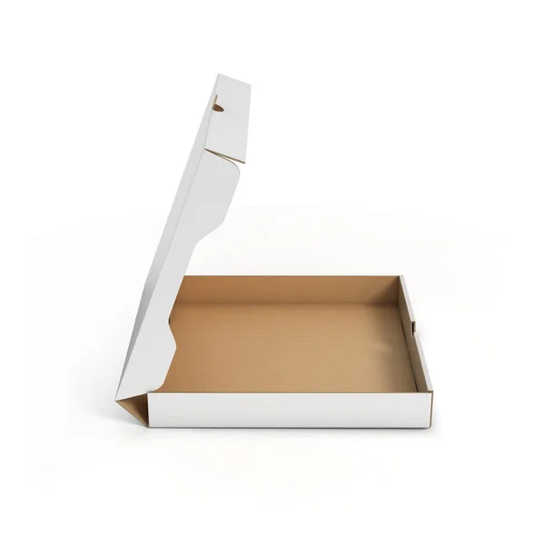 Open pizza box side view — Stock Photo, Image