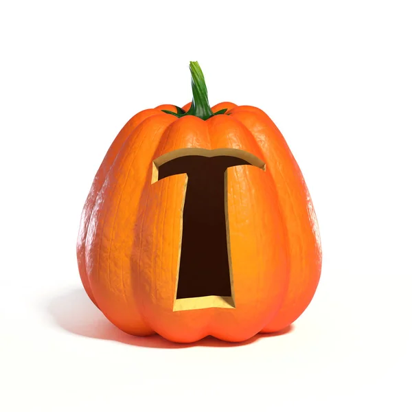 Halloween pumpkin czcionki litery T — Zdjęcie stockowe