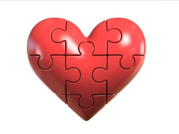 Puzzle srdce 3d vykreslování — Stock fotografie