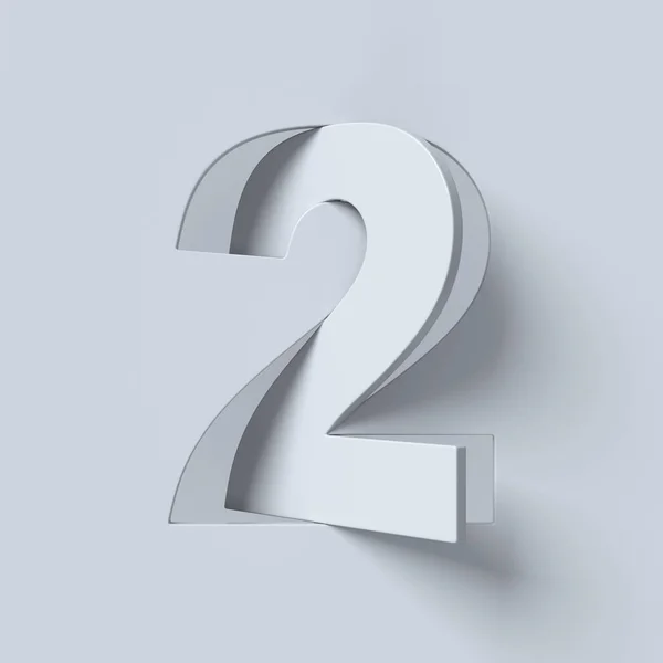Вырезанный и повернутый шрифт 3d рендеринг номер 2 — стоковое фото