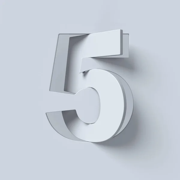 Uitknippen en gedraaid lettertype 3d rendering nummer 5 — Stockfoto