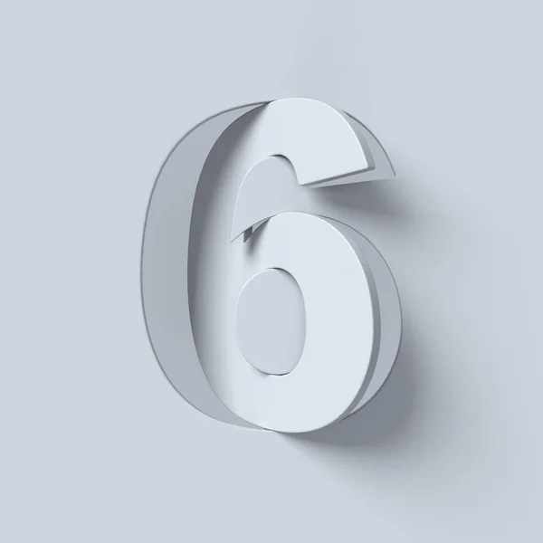 Cut out and rotated font 3d rendering number 6 — Stock Photo, Image