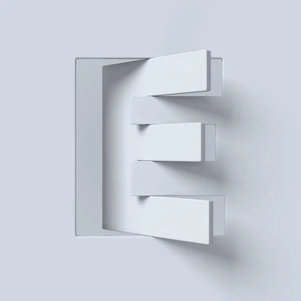 切旋转字体 3d 渲染字母 E — 图库照片