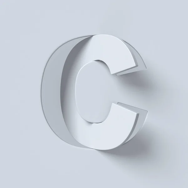 Cut out and rotated font 3d rendering letter C — Stock Photo, Image