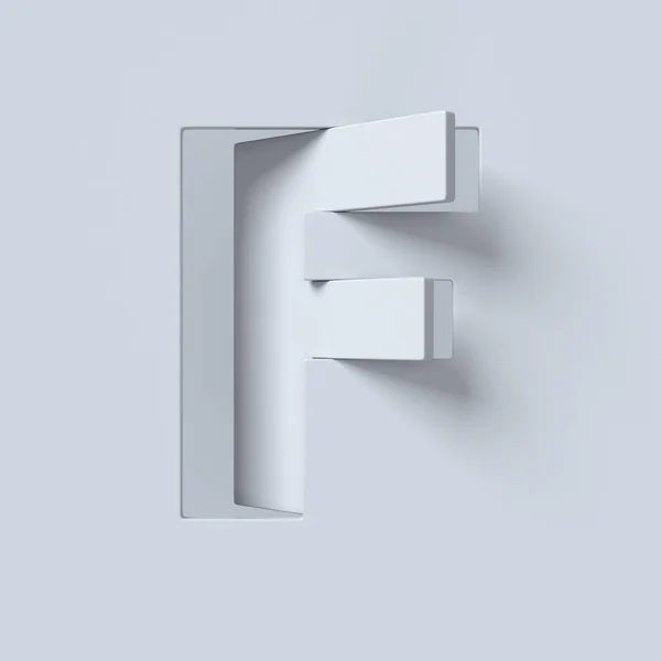 Uitknippen en gedraaide lettertype 3D-rendering brief F — Stockfoto