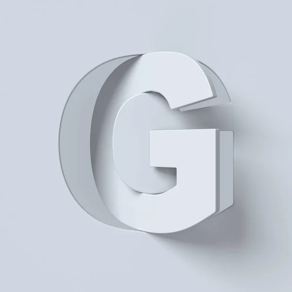 Cut out and rotated font 3d rendering letter G — Stock Photo, Image