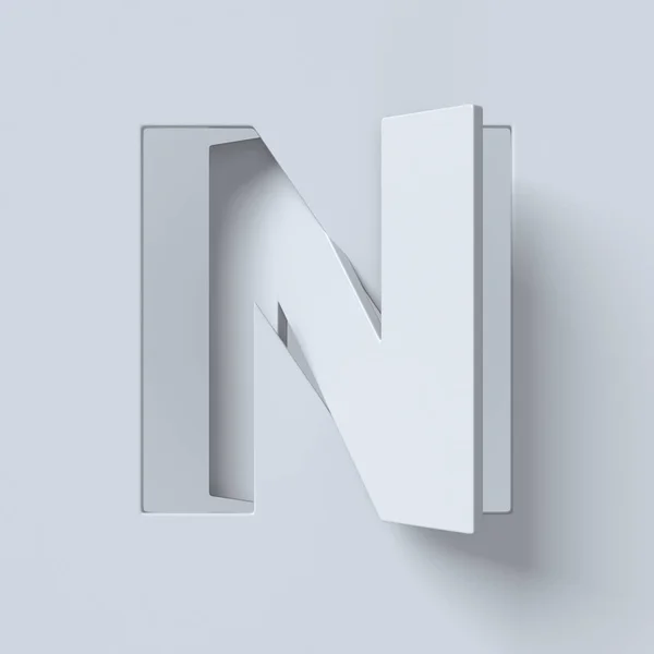 잘라 고 회전 글꼴 3d 렌더링 편지 N — 스톡 사진