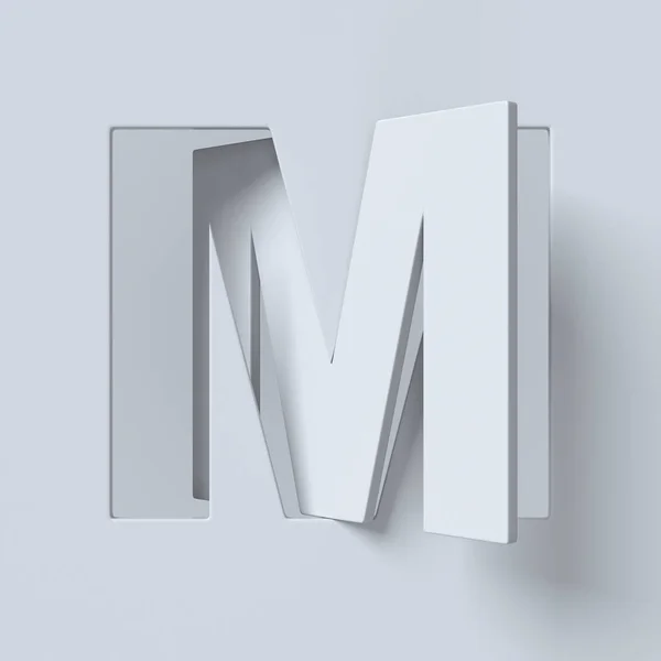 Klipp ut och roterade teckensnitt 3d-rendering bokstaven M — Stockfoto