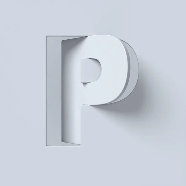 Вырезать и повернуть шрифт 3d рендеринг буква P — стоковое фото