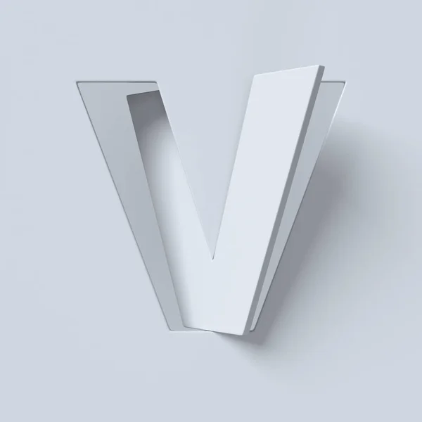 Cut out and rotated font 3d rendering letter V — Stock Photo, Image