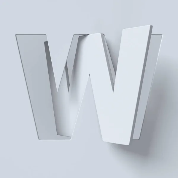 Вырезать и повернуть шрифт 3d рендеринг буквы W — стоковое фото