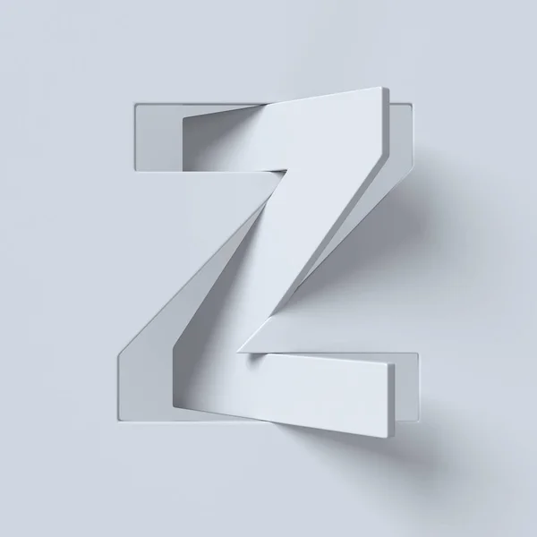 Klipp ut och roterade teckensnitt 3d-rendering bokstaven Z — Stockfoto