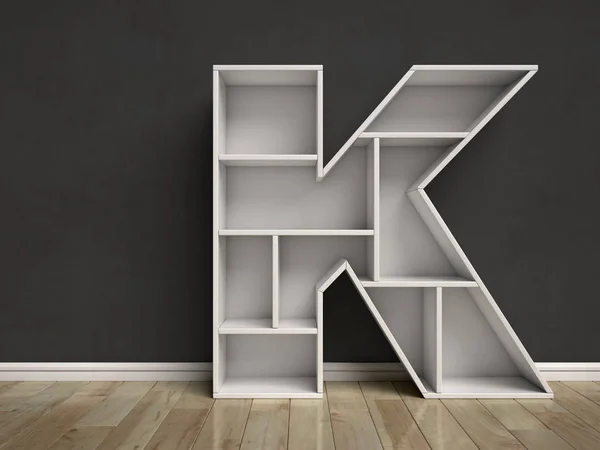 Písmeno K ve tvaru poličky — Stock fotografie