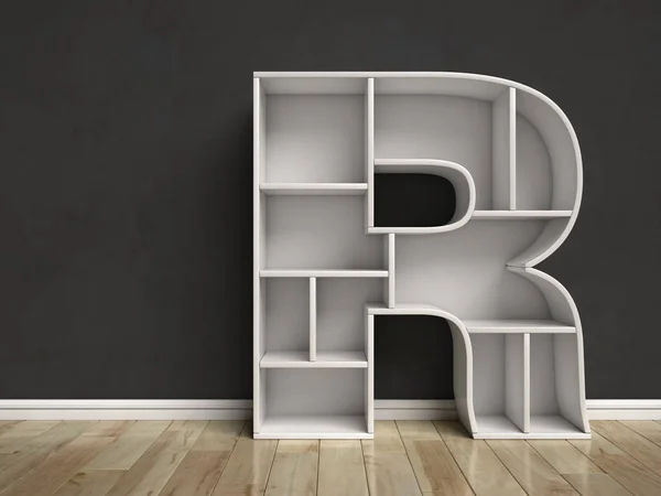 Letter R shaped shelves — Stock Photo, Image