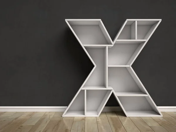 Letter X shaped shelves — Stock Photo, Image