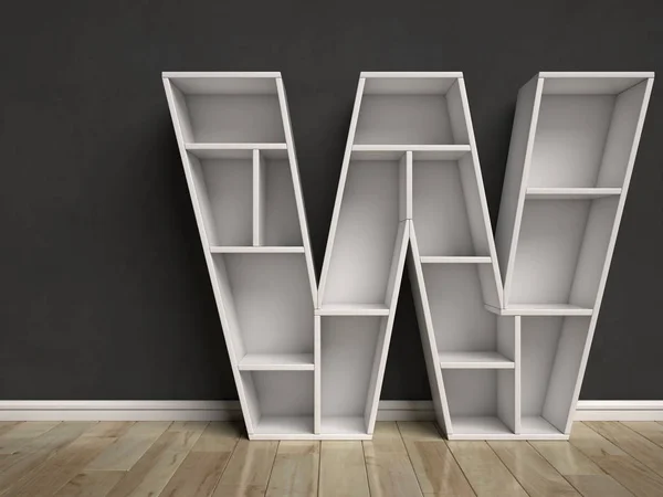 Letter W shaped shelves — Stock Photo, Image