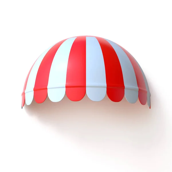 Red and white striped awning on store front — Stock Photo, Image