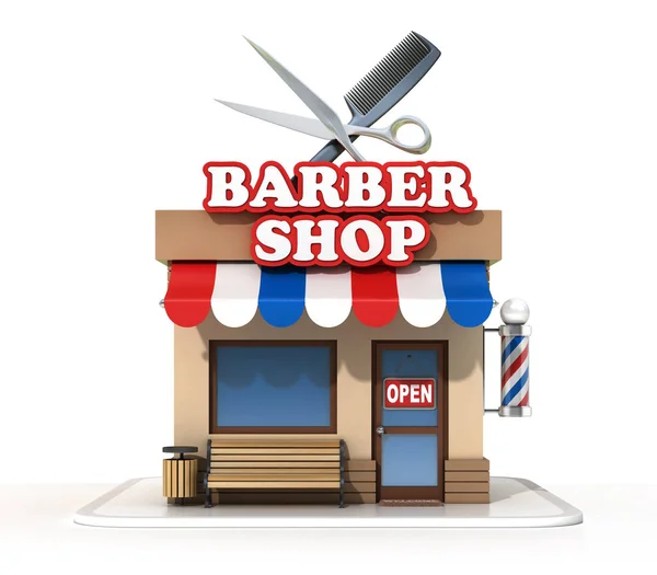 Barbeiro loja de renderização 3d — Fotografia de Stock
