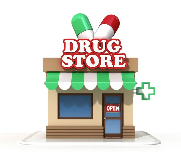 Drugstore 3d renderização — Fotografia de Stock