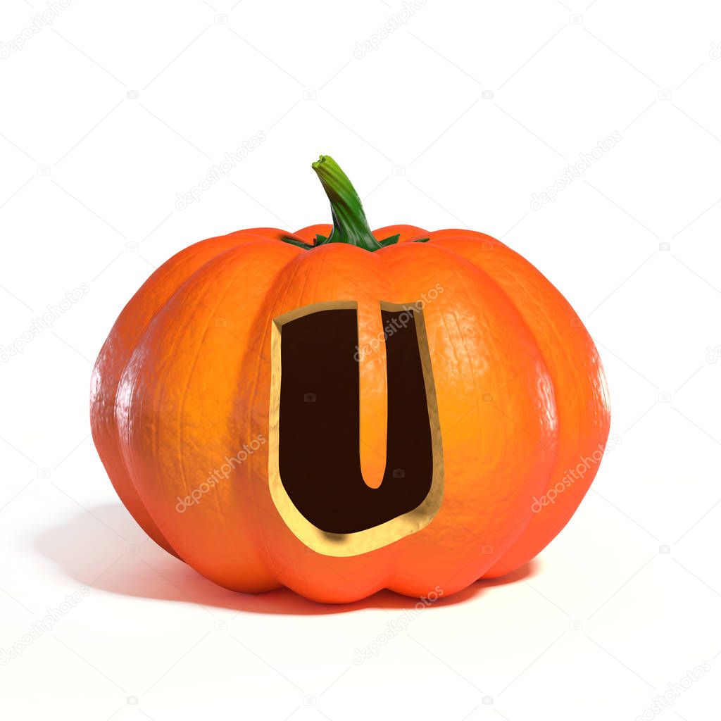 Halloween pumpkin font letter  U