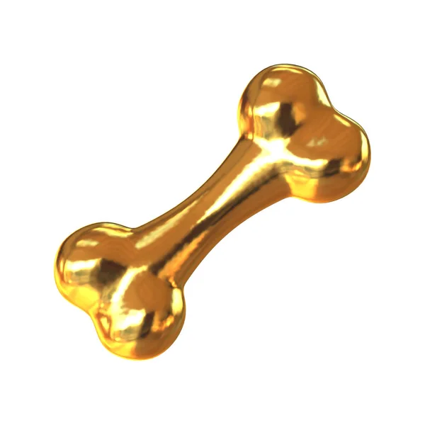 Gold dog bone  present for best pet 3d rendering — Stock Photo, Image