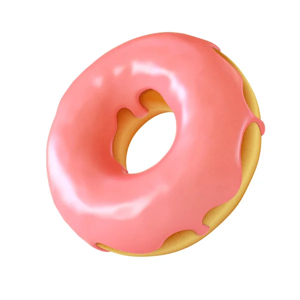 Glazed donut or doughnut - various colors and tastes 3d rendering — Stock Photo, Image