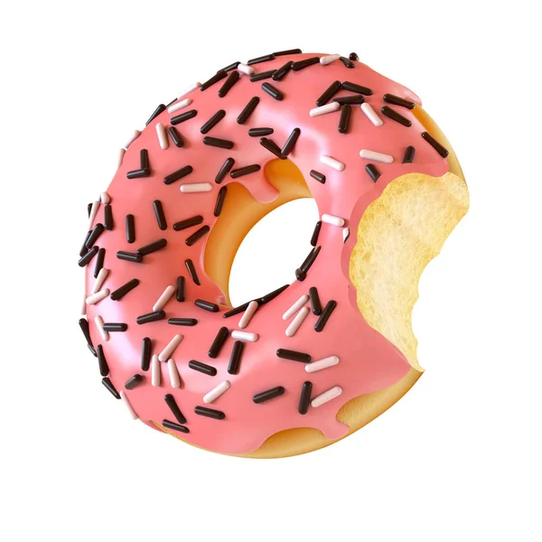 Donut esmaltado o donut con mordedura que falta 3d renderizado —  Fotos de Stock