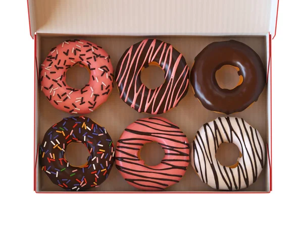 Beyaz arka plan üzerinde 3d render izole çörek kutusu