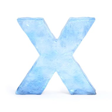 Yazı tipi 3d render, harf X buz