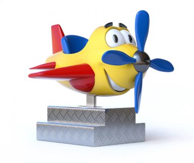 Çocuk çizgi film uçak 3d render binmek