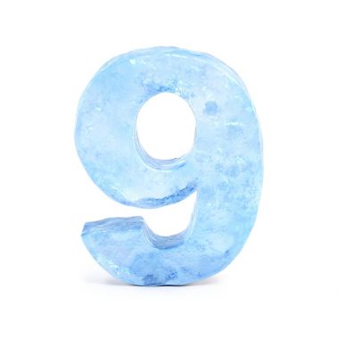 Yazı tipi 3d render, 9 numara buz