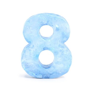 Yazı tipi 3d render, sayı 8 buz