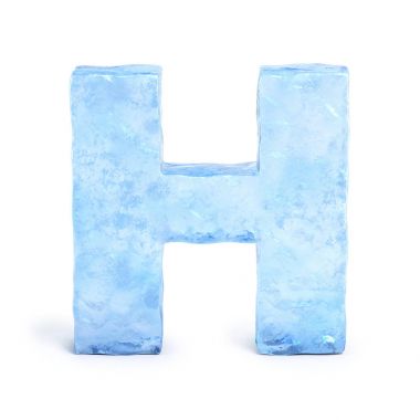 Yazı tipi 3d render, H harfi buz