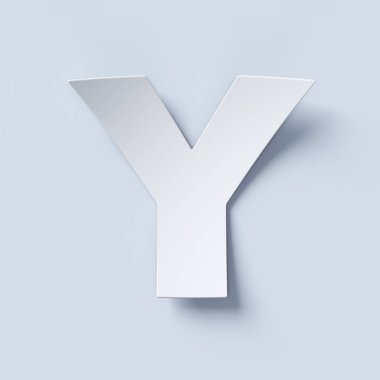 Beyaz bükülmüş kağıt yazı tipi harf Y