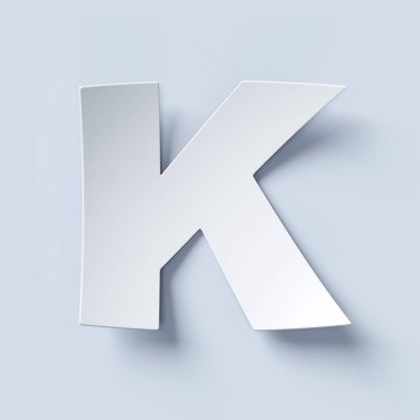 Beyaz bükülmüş kağıt yazı tipi harf K