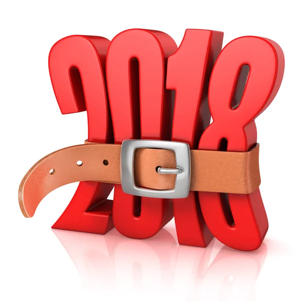2018 with belt - year of recession 3d rendering — Stock Photo, Image