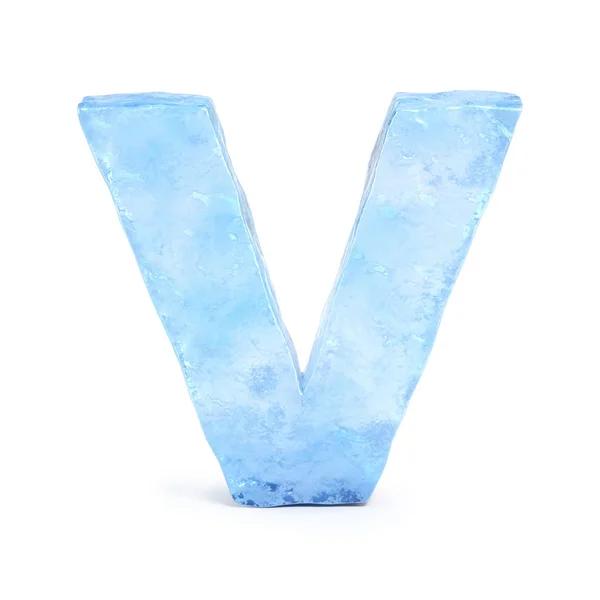 Ice font 3d rendering, letter V — Stock Photo, Image