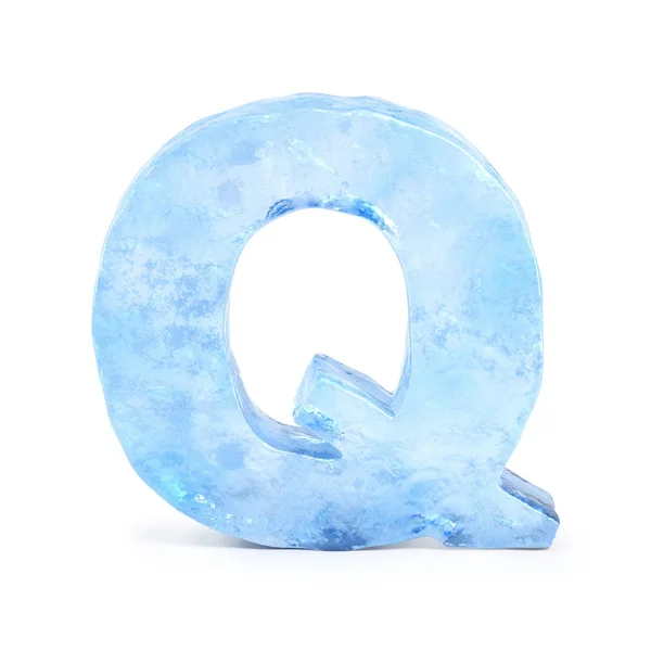 冰字体 3d 渲染，字母 Q — 图库照片
