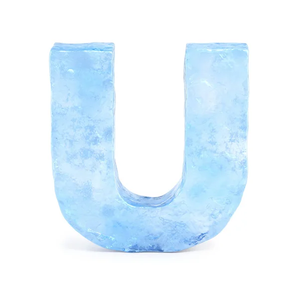 Ice font 3d rendering, letter U — Stock Photo, Image