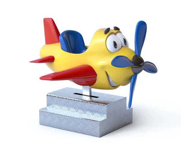 Kiddie ride tecknad flygplan 3d-rendering — Stockfoto