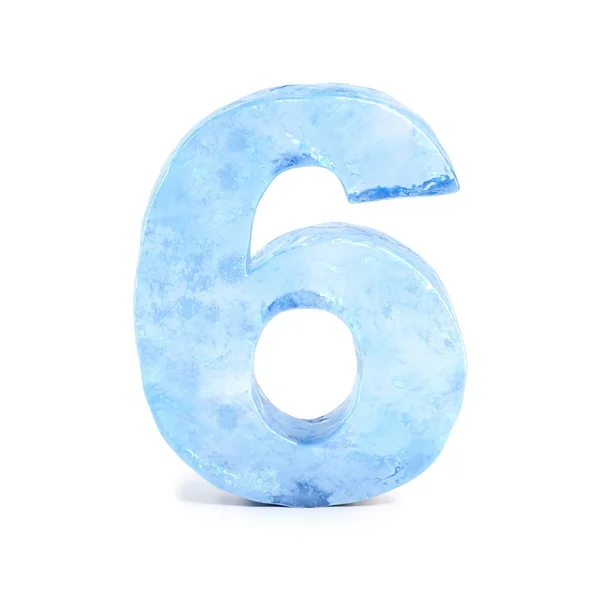 Ice font 3d rendering, number 6 — Stock Photo, Image